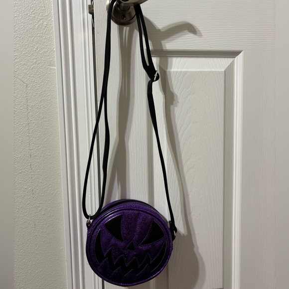 Purple and Black Small Love Pain and Stitches Pumpkin Bag - Picture 7 of 8